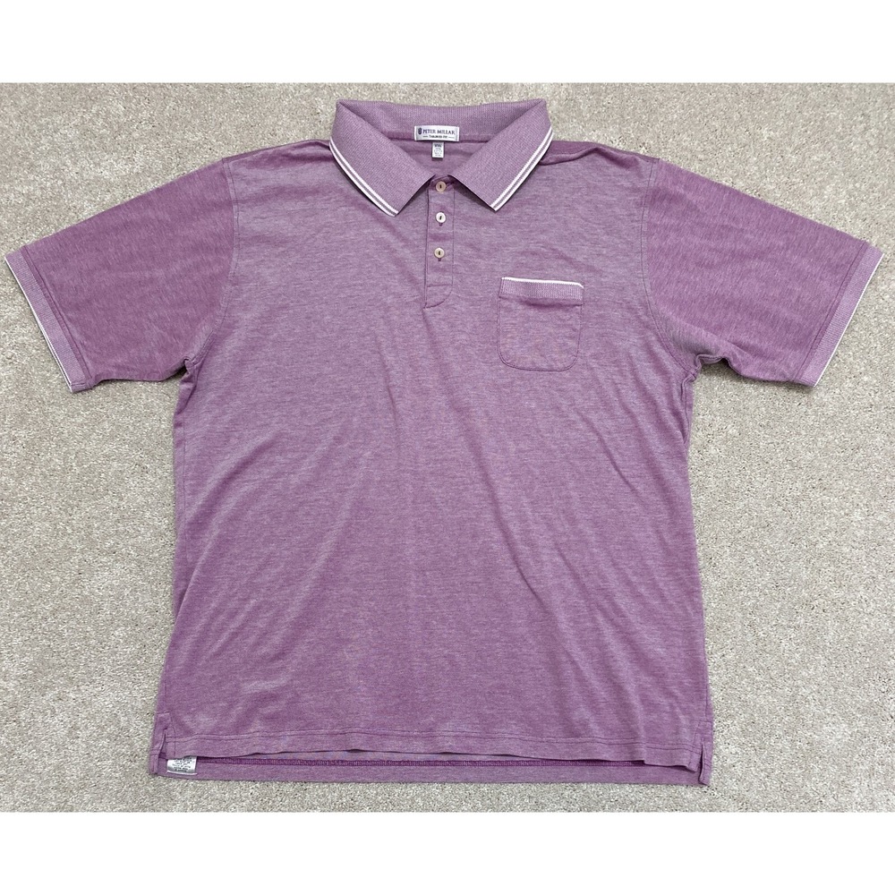 Peter Millar Tailored Fit Men's XXL Golf Pocket Polo Short Sleeve Shirt Purple